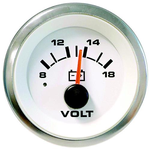 VOLTMETER, SIERRA, INSTRUMENTATION, GAUGE, WHITE, PREMIER PRO, 12 VOLT, 62555P