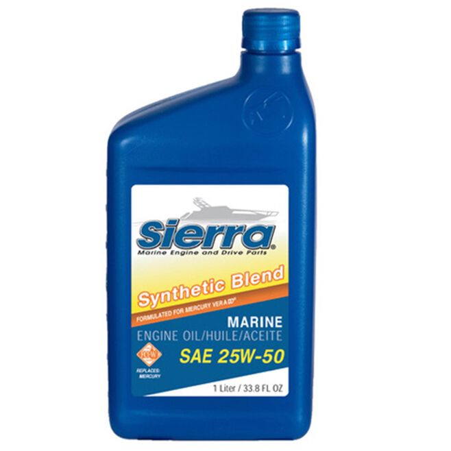 SIERRA, SEMI-SYNTHETIC, BLEND, MARINE, ENGINE, OIL, 25W-50, FC-W, LITER, 1, 4, MERCURY, 92-828084K01, 18-9552-3, 18-9552-8