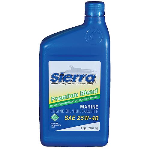 SIERRA, 25W-40, PREMIUM, BLEND, FC-W, 4 STROKE, MARINE, STERN, DRIVE, ENGINE, OIL, 18-9400-2, Mercruiser, 92-802837Q1, 92-858048Q01, 92-8M0078627, Yamaha, LUB-20W40-FC-12, Bel-Ray, 99730-BT1