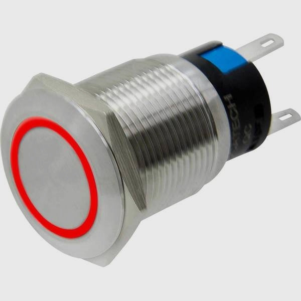 BOCATECH MINI RED LED PUSH BUTTON MOMENTARY SWITCH BTSSS-12MRD-316 ...